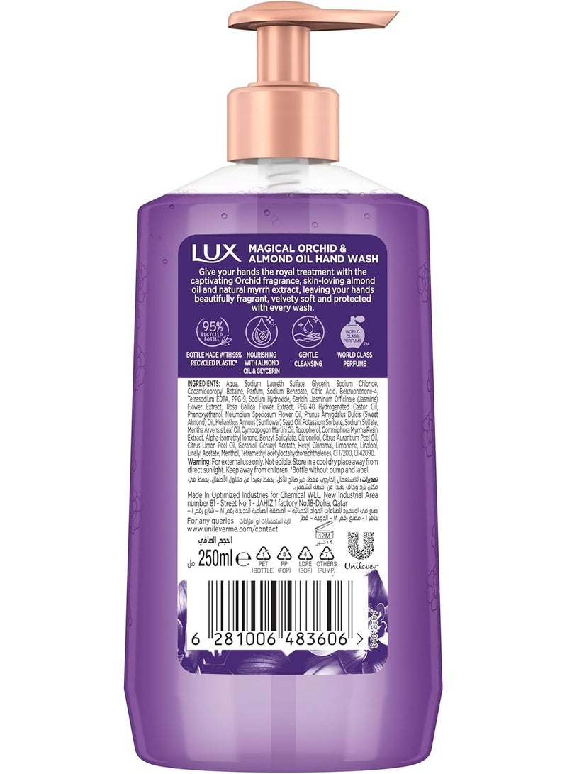 LUX Perfumed Liquid Hand Wash, Magical Orchid, with Almond Oil & Glycerin, for Fragrant, Soft and Clean Hands, 250ml - Image 3